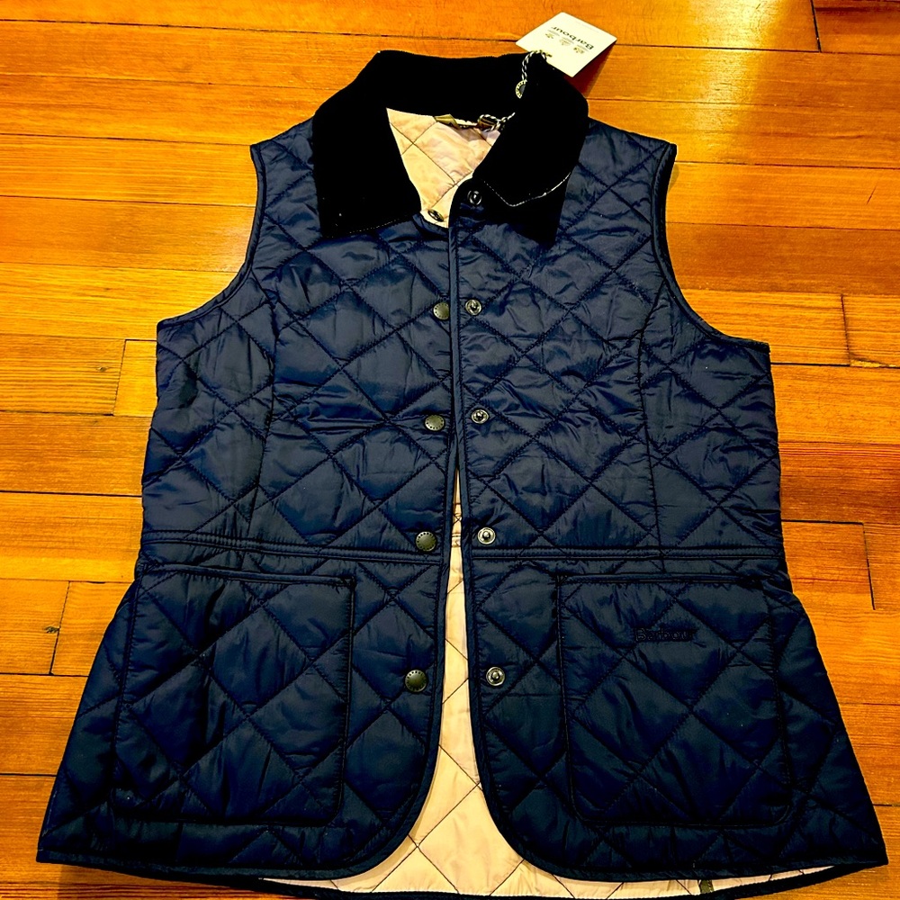 Navy Barbour vest. New with tags. US size 4.